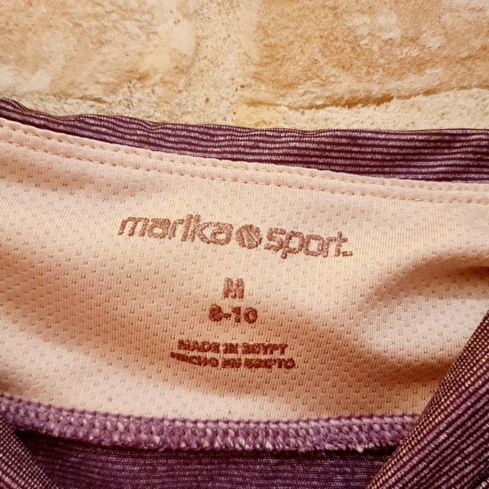Marika Sport - Cropped Leggings - Sz M (8-10) - Purple / Gray Stripes - EUC - Picture 4 of 11